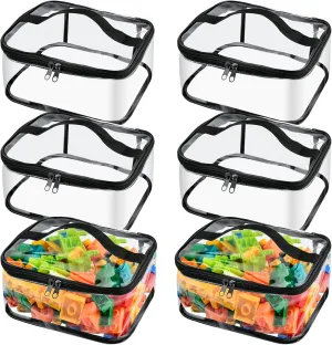 6 Packs Clear Toy Storage Bags, 9.1×6.1×3.9inch PVC Puzzle Storage Bags with Double Zipper, Waterproof Transparent Toy Bags Game Storage for Building Blocks Board Games Small Toys Puzzle Black