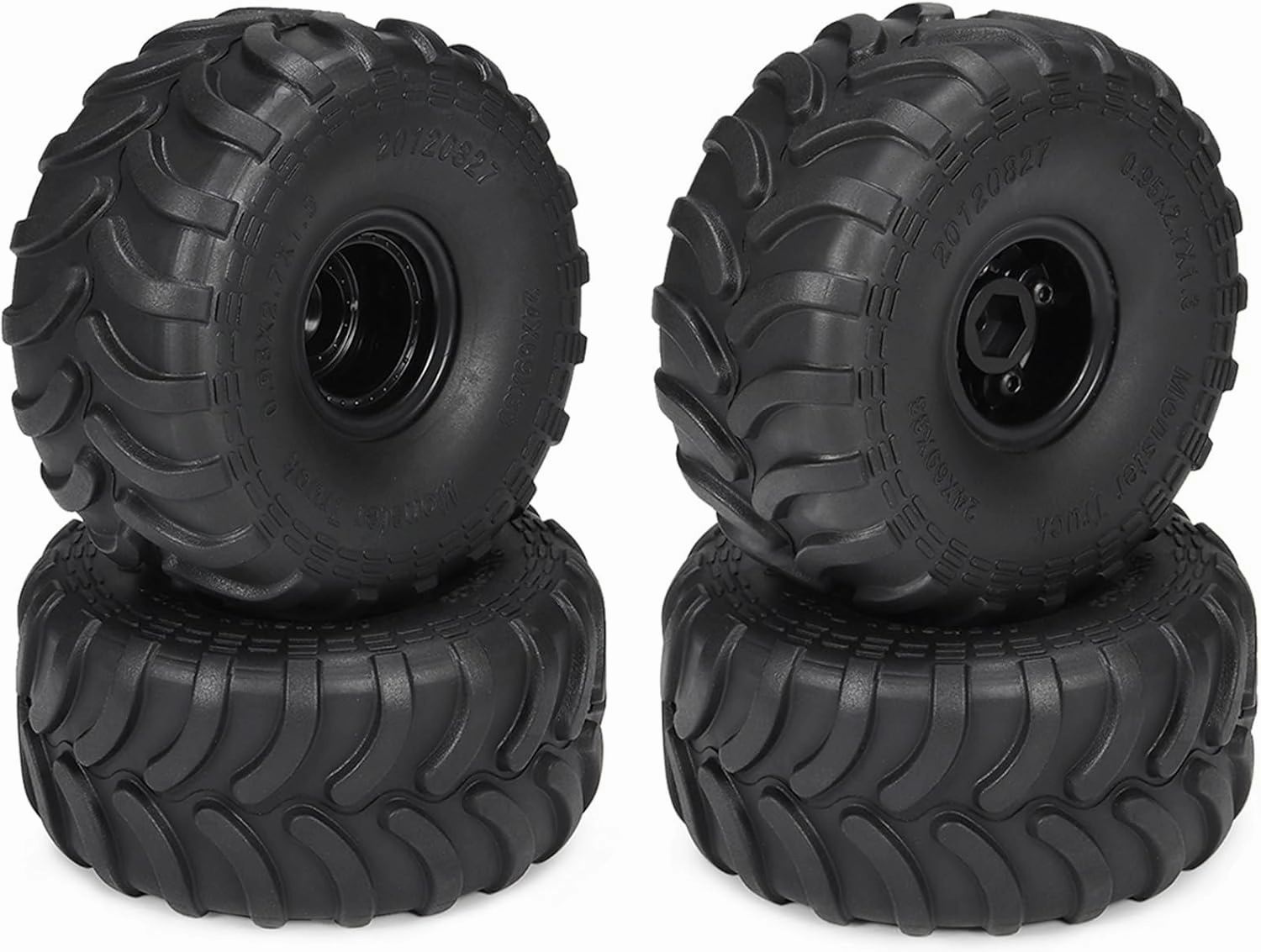 69 * 33mm Mud 1.0 Crawler Tires with 7mm Hex Hub Beadlock Wheel Rims for Monster Truck 1/24 RC Car Axial SCX24 AX24 FCX24 1/18 Scale TRX4M Upgrades