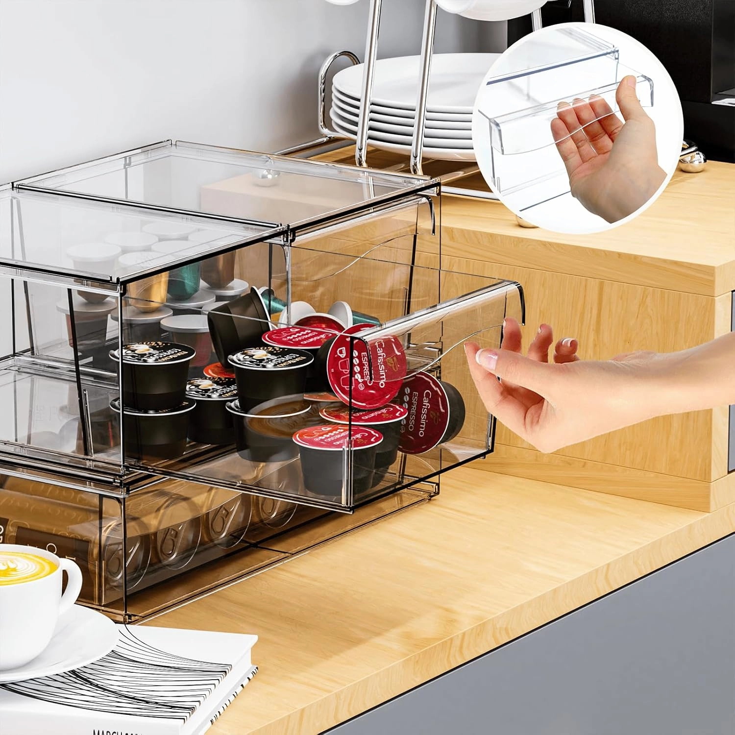 6 Pack Acrylic Drawer Organizer Stackable,Clear Storage Drawer for Makeup,Cosmetics,Beauty Products,Plastic Storage Organizer for Medicine Cabinet Organizer,Bottle and Pump Part Organizer Containers