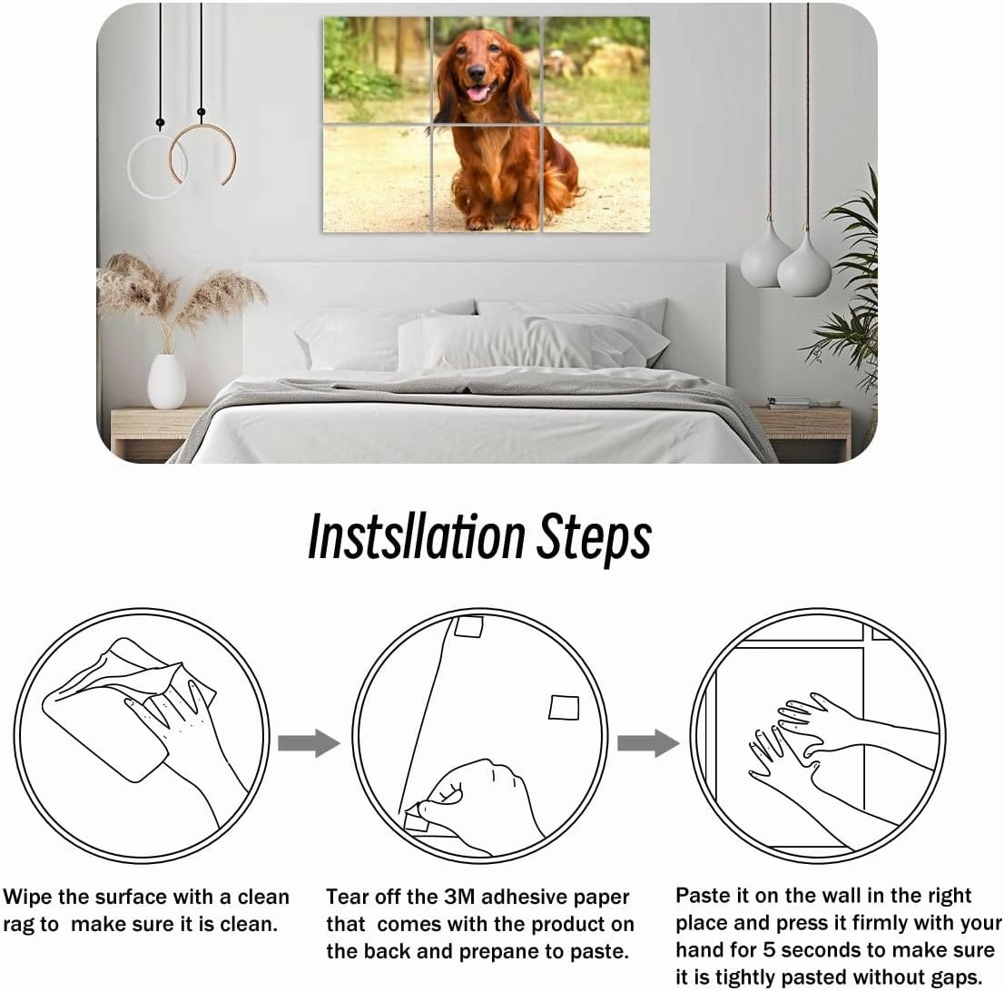 6 Pack Art Acoustic Panels Portrait dog breed long haired Dachshund bright red color open air Sound Absorbing Panel 48"x72" Soundproof Wall Panels Acoustic Wall Art for Studios, Office, Theaters