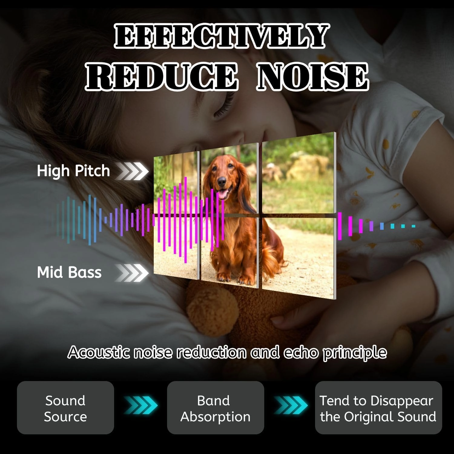 6 Pack Art Acoustic Panels Portrait dog breed long haired Dachshund bright red color open air Sound Absorbing Panel 48"x72" Soundproof Wall Panels Acoustic Wall Art for Studios, Office, Theaters