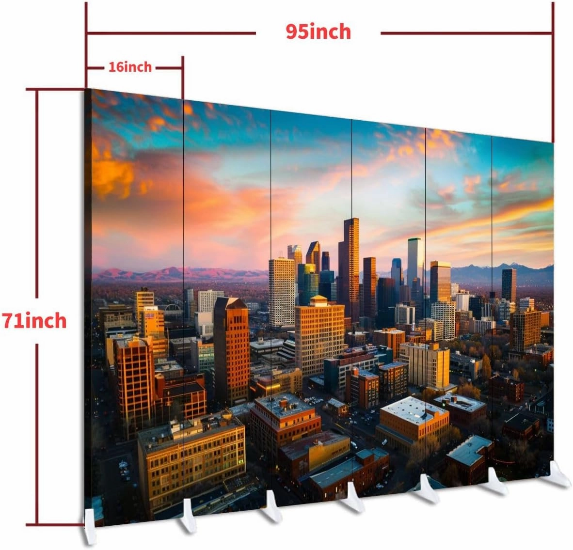 6 Panels Room Divider Screen Alpine Glow Denver Morning Sunrise Folding Privacy Screen Partition Canvas Wall Divider Indoor Freestanding Divider Room Portable Separator
