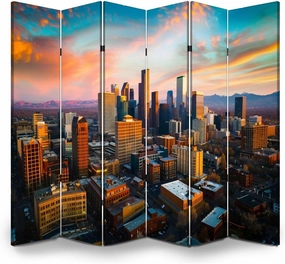 6 Panels Room Divider Screen Alpine Glow Denver Morning Sunrise Folding Privacy Screen Partition Canvas Wall Divider Indoor Freestanding Divider Room Portable Separator