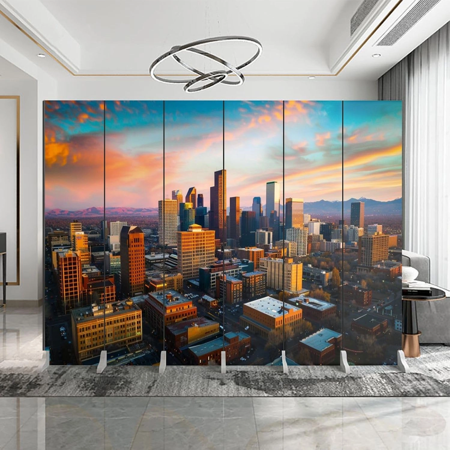 6 Panels Room Divider Screen Alpine Glow Denver Morning Sunrise Folding Privacy Screen Partition Canvas Wall Divider Indoor Freestanding Divider Room Portable Separator