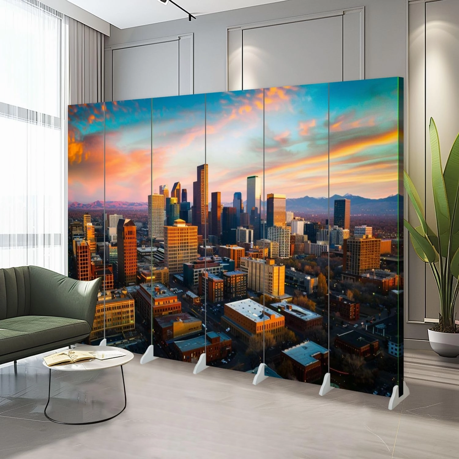 6 Panels Room Divider Screen Alpine Glow Denver Morning Sunrise Folding Privacy Screen Partition Canvas Wall Divider Indoor Freestanding Divider Room Portable Separator