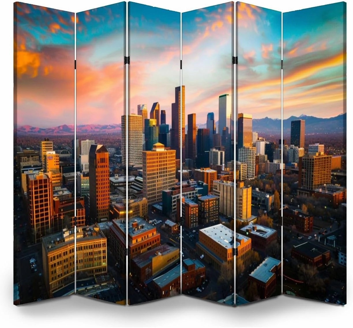 6 Panels Room Divider Screen Alpine Glow Denver Morning Sunrise Folding Privacy Screen Partition Canvas Wall Divider Indoor Freestanding Divider Room Portable Separator