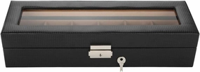 6 slot Watch Organizer Carbon Fiber Waterproof and Dustproof High end Watch Organizer with Transparent Viewing on Top