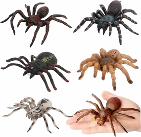 6PCS Realistic Animal Figures, Fake Spider Tarantula Toy Figure Action Models, Educational Learning Realistic Spider for Boys and Girls, Halloween Prank Props Party Supplies Animal