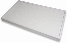 72 Foam Insert Ring Display Tray (White Tray, White Foam) - 14 3/4" x 8 1/4" x 1" - Merchandising/Jewelry Display/Organizer/Multi Purpose Tray