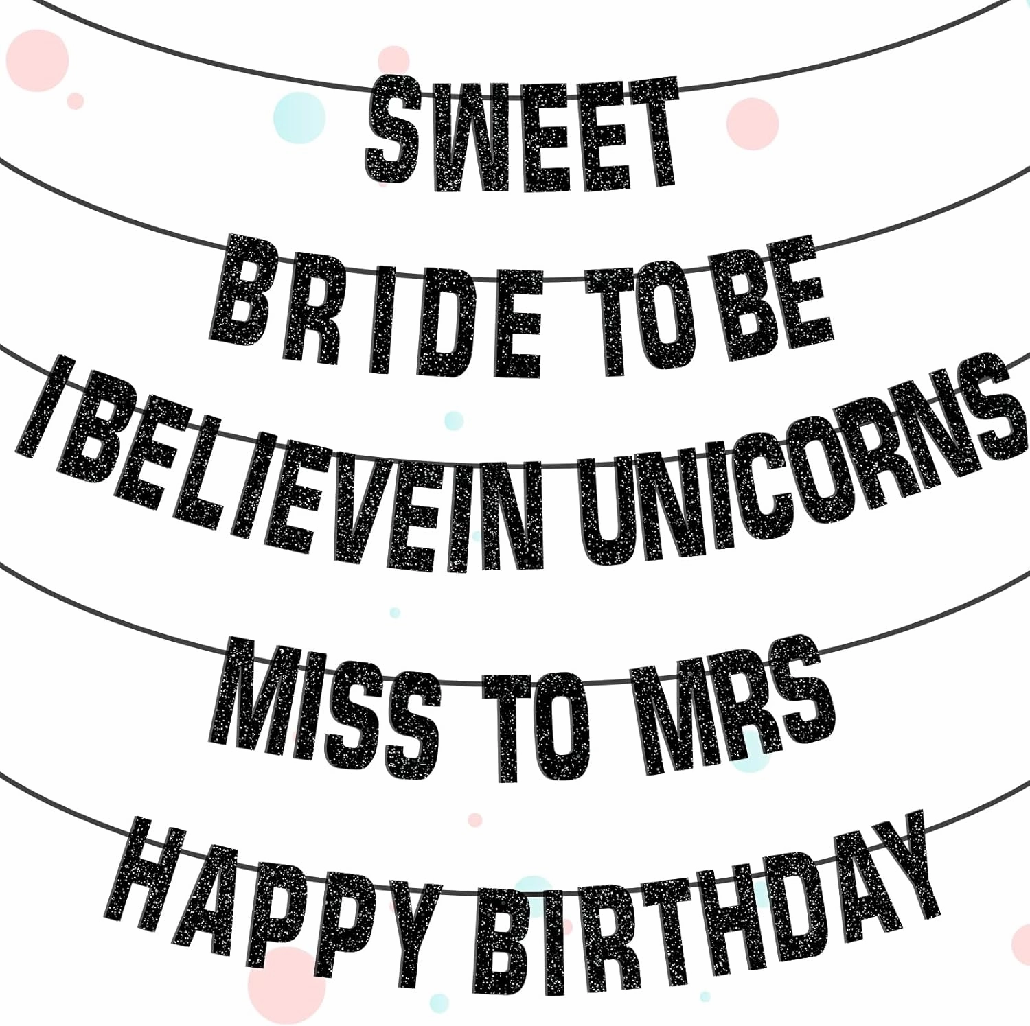 78 Pcs Make Your Own Banner Kits Large Size 6 Inch DIY Glitter Letter Pack Reuse Letters Banner Kit with White Ribbon for Birthday Wedding Shower Party Favor Wedding Wall Decor (Gold Glitter Black)