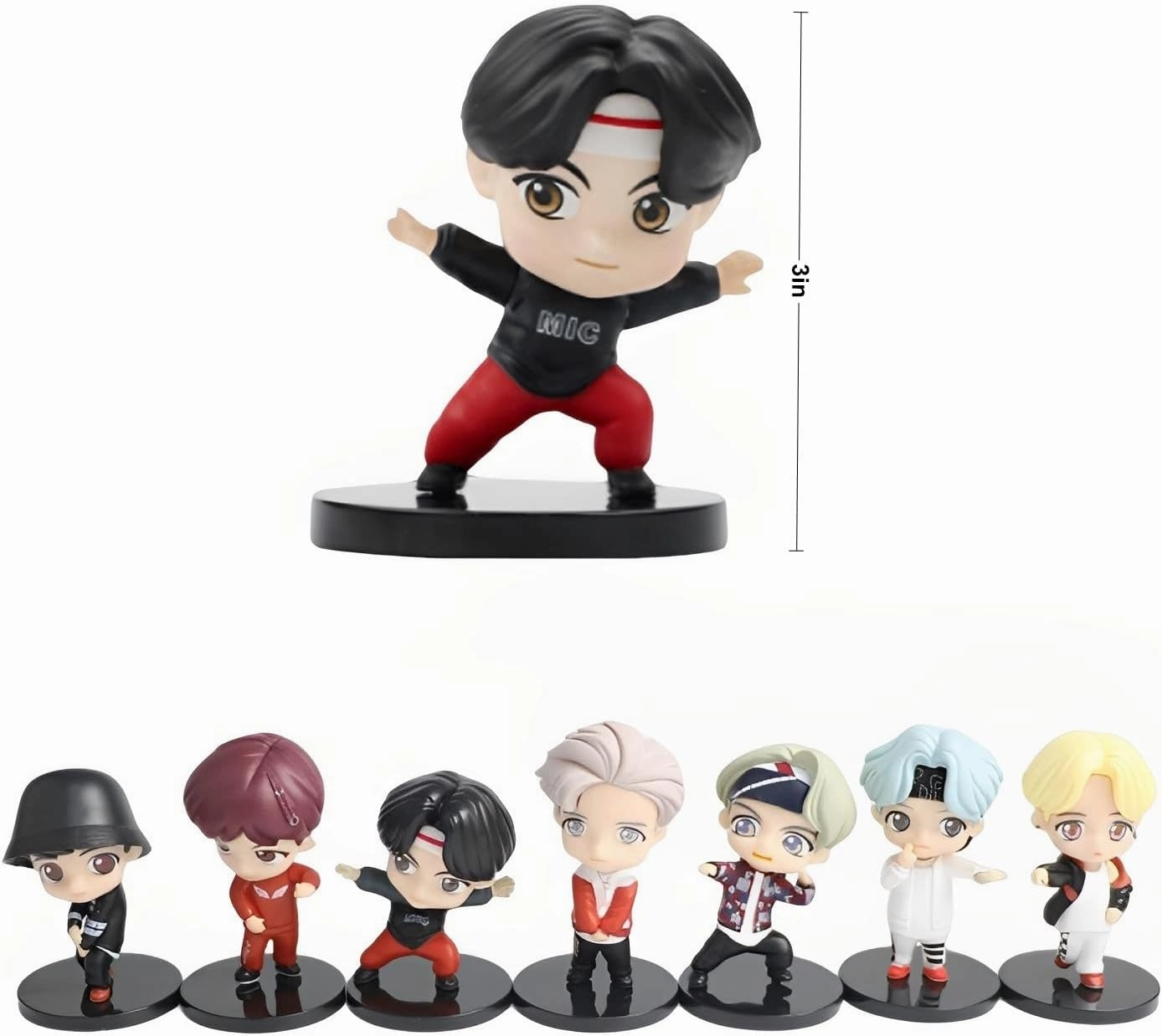 7pcs BTS Cake Toppers Character Set of Action Figures Toys，Mini Figurines Dolls Birthday Party Supplies Car Desktop BTS Birthday Decorations (D)