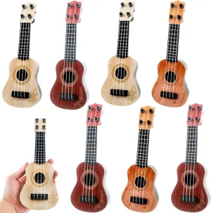 8 Pcs Kids Mini Guitar Toy Plastic Classical Ukulele Guitar Beginner Musical Instrument Toy for Kids Toddler Beginners Music Class Developmental Educational Toy