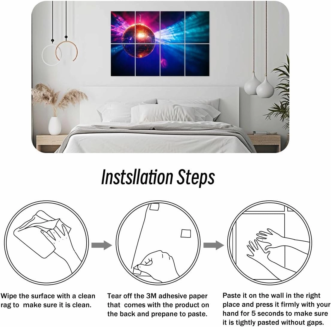 8 Pack Art Acoustic Panels Disco ball bright rays Sound Absorbing Panel 32"x48" Soundproof Wall Panels Acoustic Wall Art for Studios, Office, Theaters