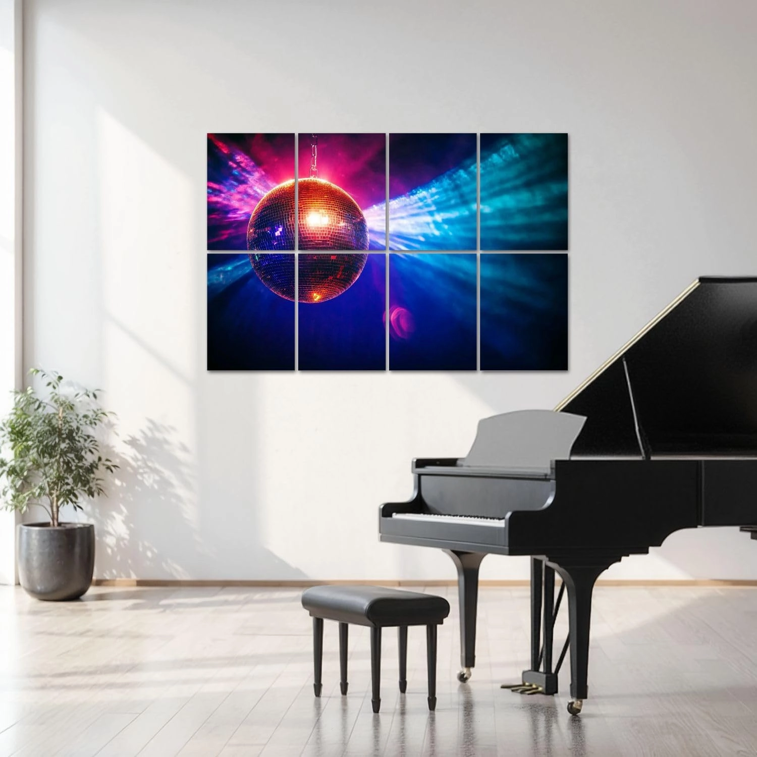 8 Pack Art Acoustic Panels Disco ball bright rays Sound Absorbing Panel 32"x48" Soundproof Wall Panels Acoustic Wall Art for Studios, Office, Theaters