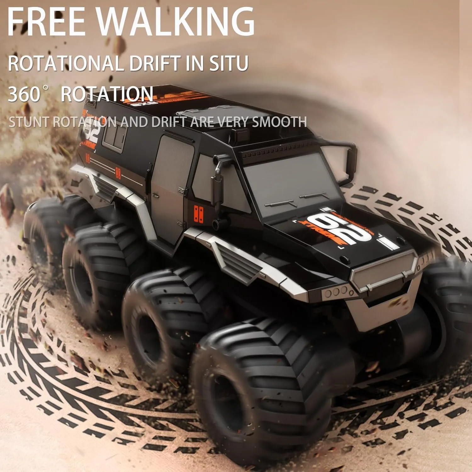 8WD Amphibious Monster Truck, 2.4G Off Road Waterproof 1:12 Big Remote Control Car for Boys, All Terrain RC Cars Toys for 7 8 9 10 11 12 Year Old Boys/Girls, Gift Birthday Christmas-Yellow