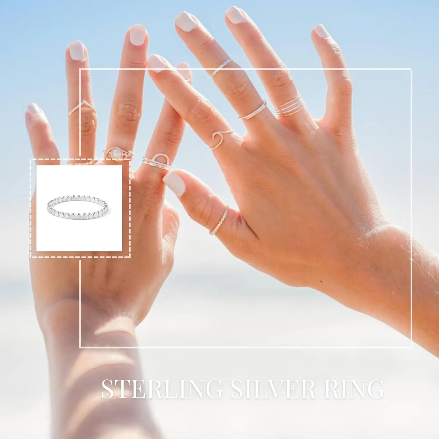 925 Sterling Silver Stacking Rings Handmade In USA | Dainty Simple and Minimalist Silver Jewelry | Thin Silver Band | Trendy Gifts for Mom, Sister, Friend (6)
