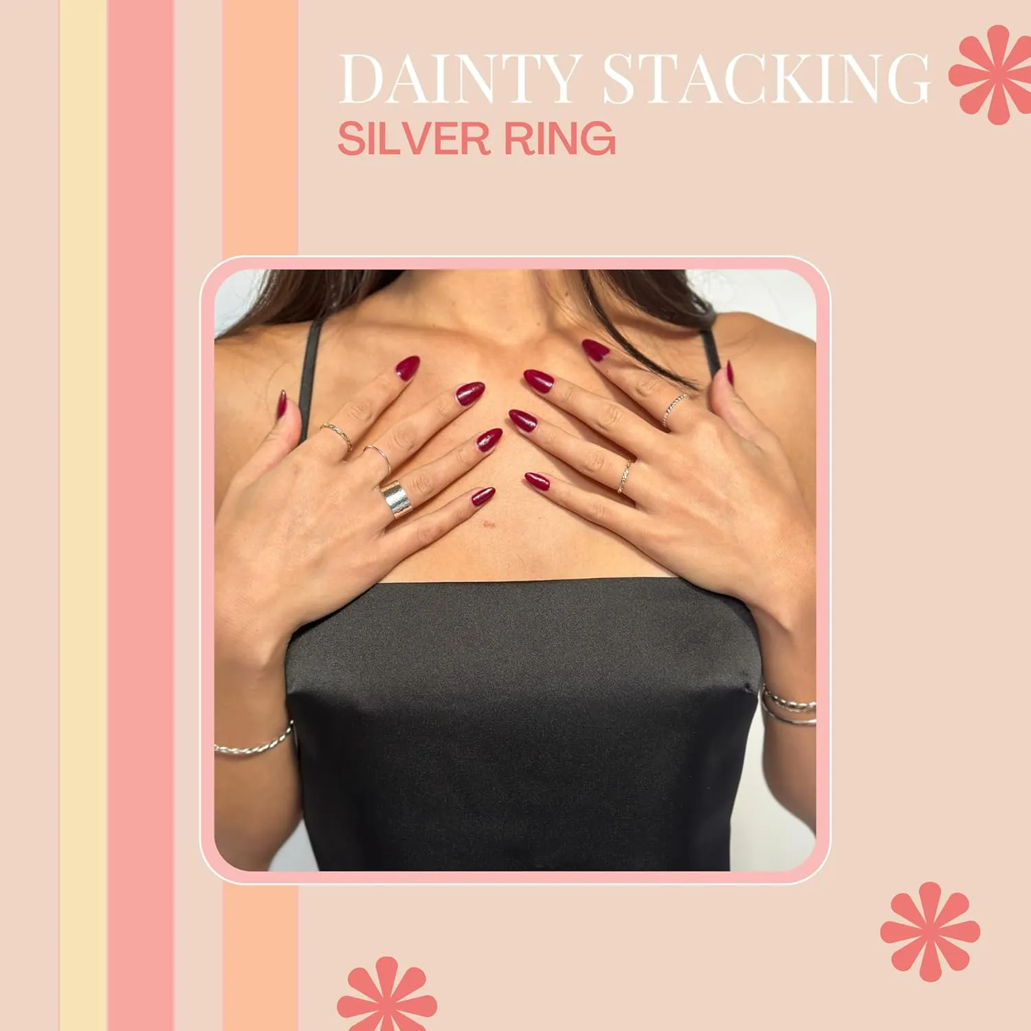 925 Sterling Silver Stacking Rings Handmade In USA | Dainty Simple and Minimalist Silver Jewelry | Thin Silver Band | Trendy Gifts for Mom, Sister, Friend (6)