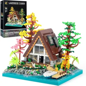 A-Frame Cabin Building Set, Medieval Forest Cabin House Micro Building Block Set, Collectible Display Model Toys for Adults and Teens 14  (2688 Pcs)
