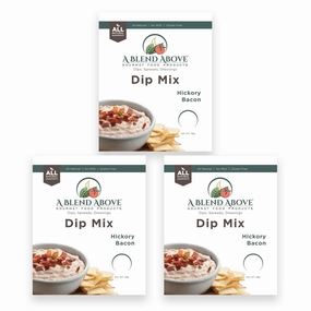 A Blend Above Hickory Bacon Dip Mix, 3 Packs, 1 oz. Each, Makes 16 Ounces, Gluten-Free, No MSG, All Natural, No Preservatives, Vegan Friendly, Keto Friendly, Vegetable Dip, Chip Dip, Low Carb, Easy to Make