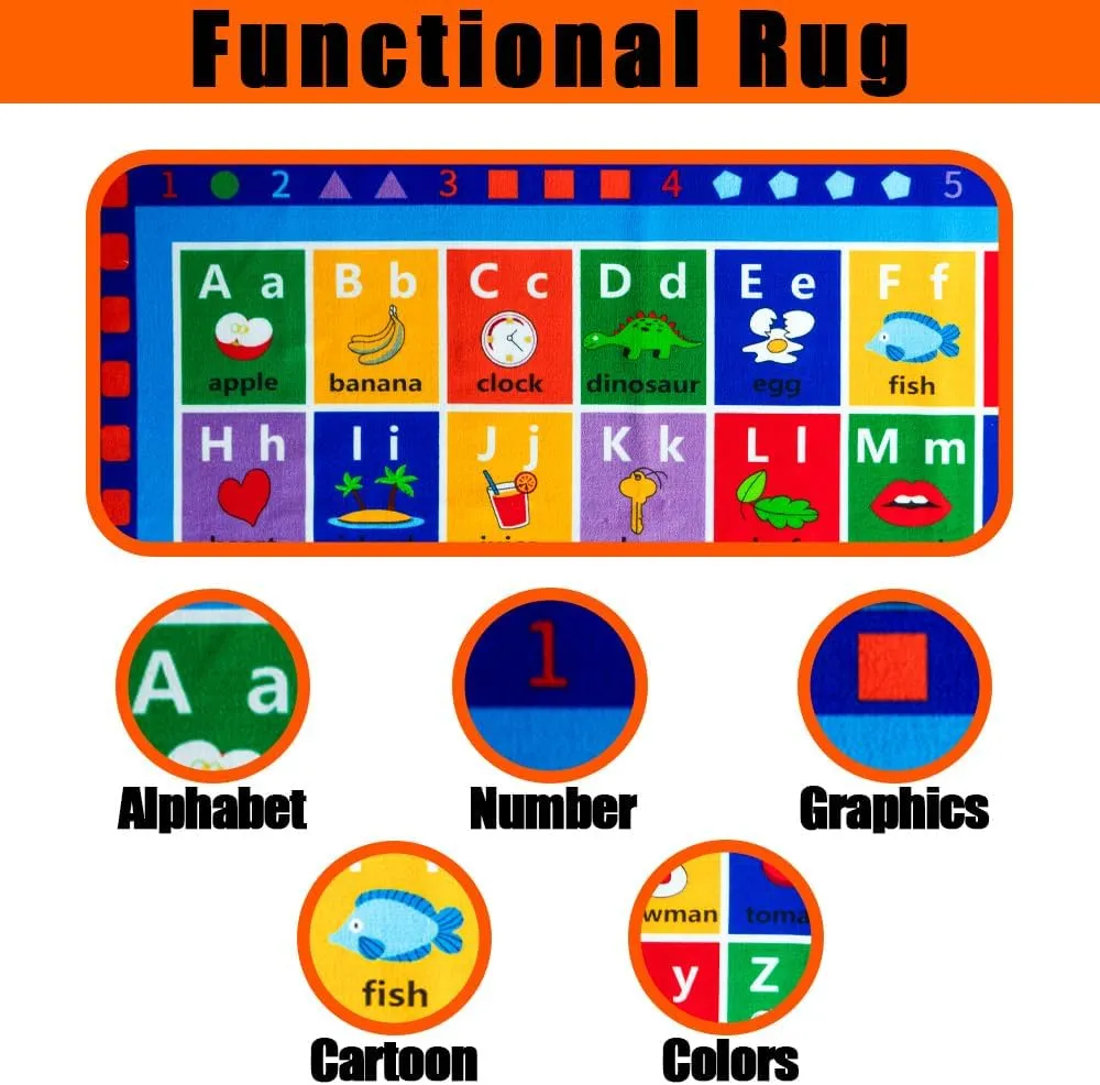 ABC Classroom Rug, Large Classroom Rugs Elementary, Preschool&Daycare Rugs for Classroom,Learning Alphabet Educational Rugs for Kids Playroom, Nursery(8'7''x6'7'', Blue)