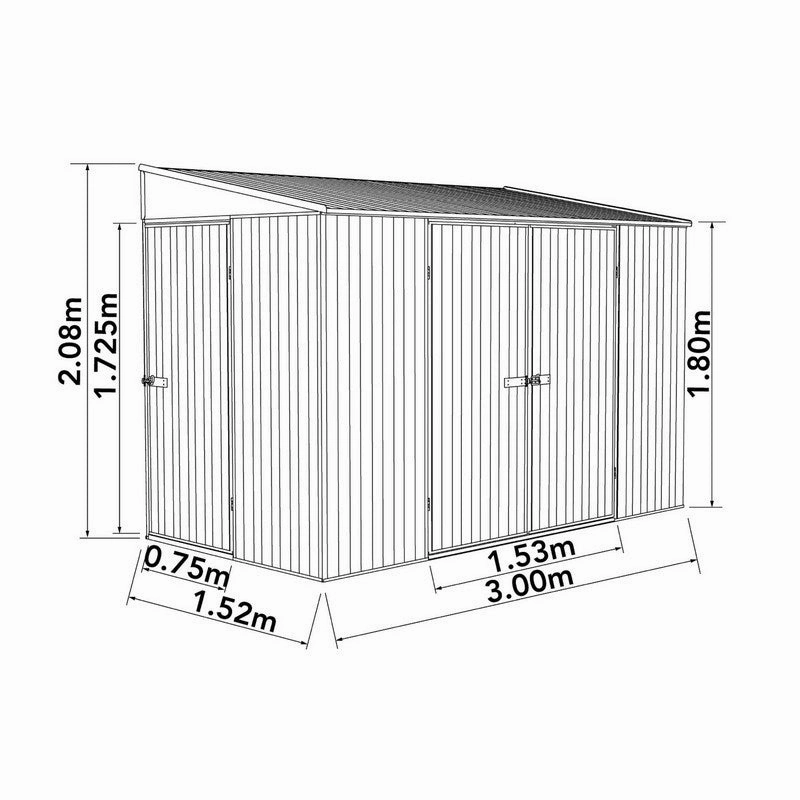 Absco 4' 11" x 9' 10" Pent Bike Store Steel Grey - Classic