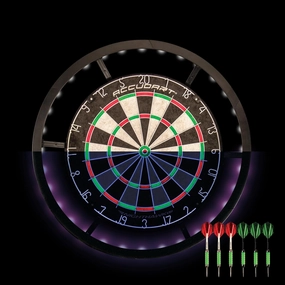 Accudart Nighthawk 2 in 1 LED/Blacklight Bristle Dartboard Surround Set - Official Size Dartboard - 360 Degree Lighting - Blacklight and Bright LED Lighting Modes - Includes Glow-in-The-Dark Dart Set