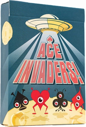 Ace Invaders Playing Cards – Custom Sci‑Fi Alien Deck USPC Classic Stock, Magic Finish, Reveal Joker & 2 Gaffs