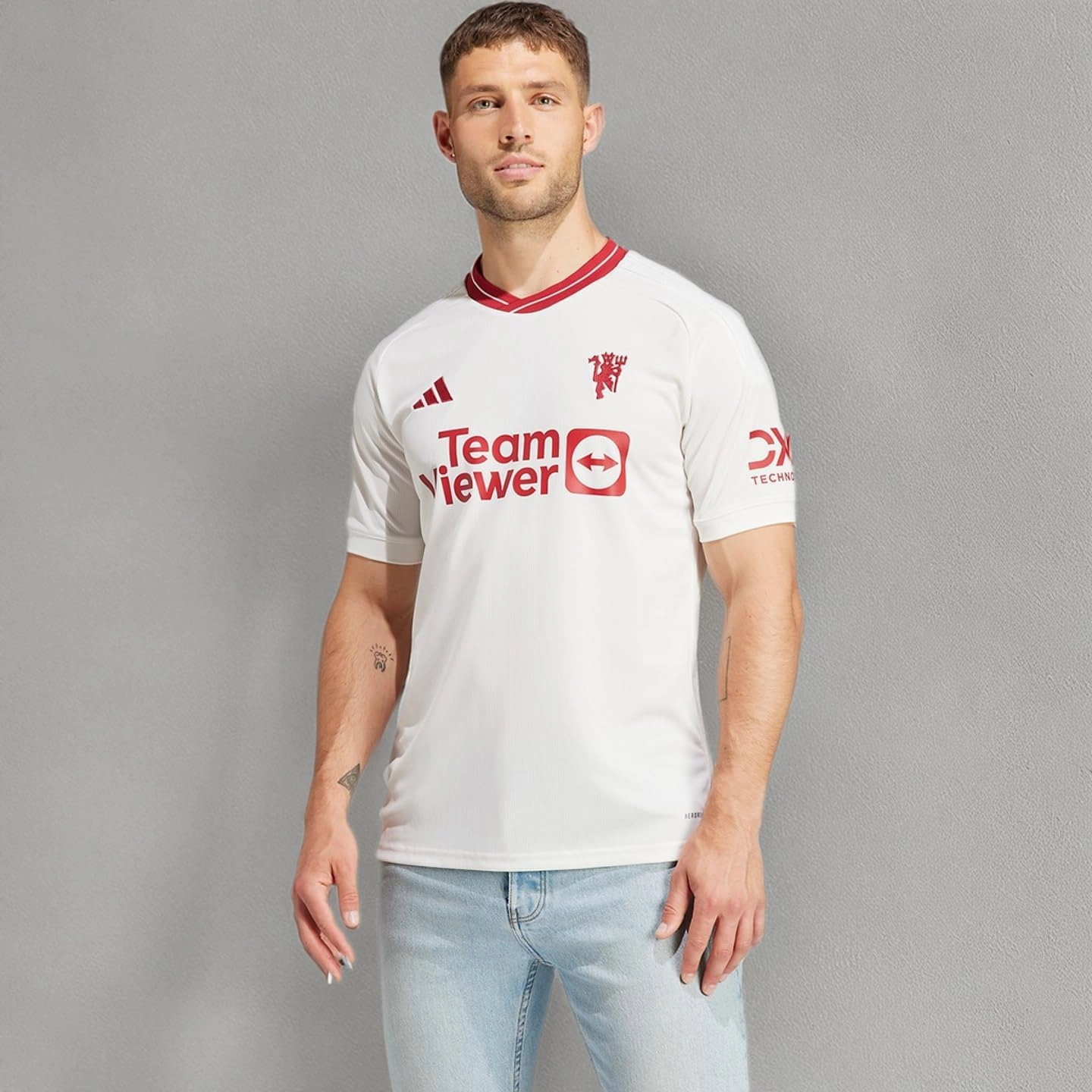 adidas Men's Soccer Manchester United 23/24 Third Jersey- Celebrating Half-a-Century of The Iconic Red Devil, AEROREADY