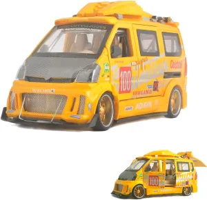 Ailejia Sprinter Van Toy Hot Rod Diecast Metal Model - 1:24 Scale Graffiti Car With Sound and Light, Toys for Boys (Yellow)