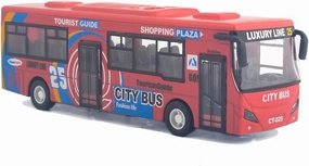 Ailejia City Bus Die Cast Pull Back Vehicles Mini Buses Model Car Toys With Lights and Music - Boys' Red Bus Toys