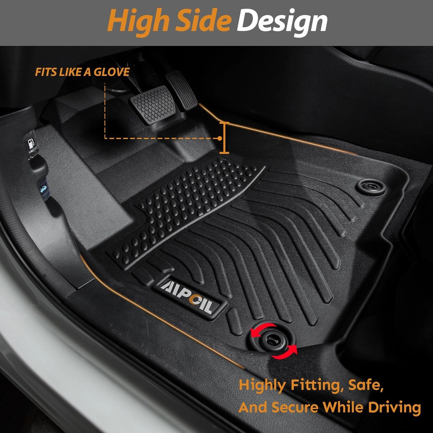 AIPOIL® Floor Mats & Cargo Liner Set for 2018-2024 Chevy Equinox & GMC Terrain All Weather Protection TPE Anti-Slip Automotive Full Set Custom Chevrolet Equinox Car Mats Accessories - Black