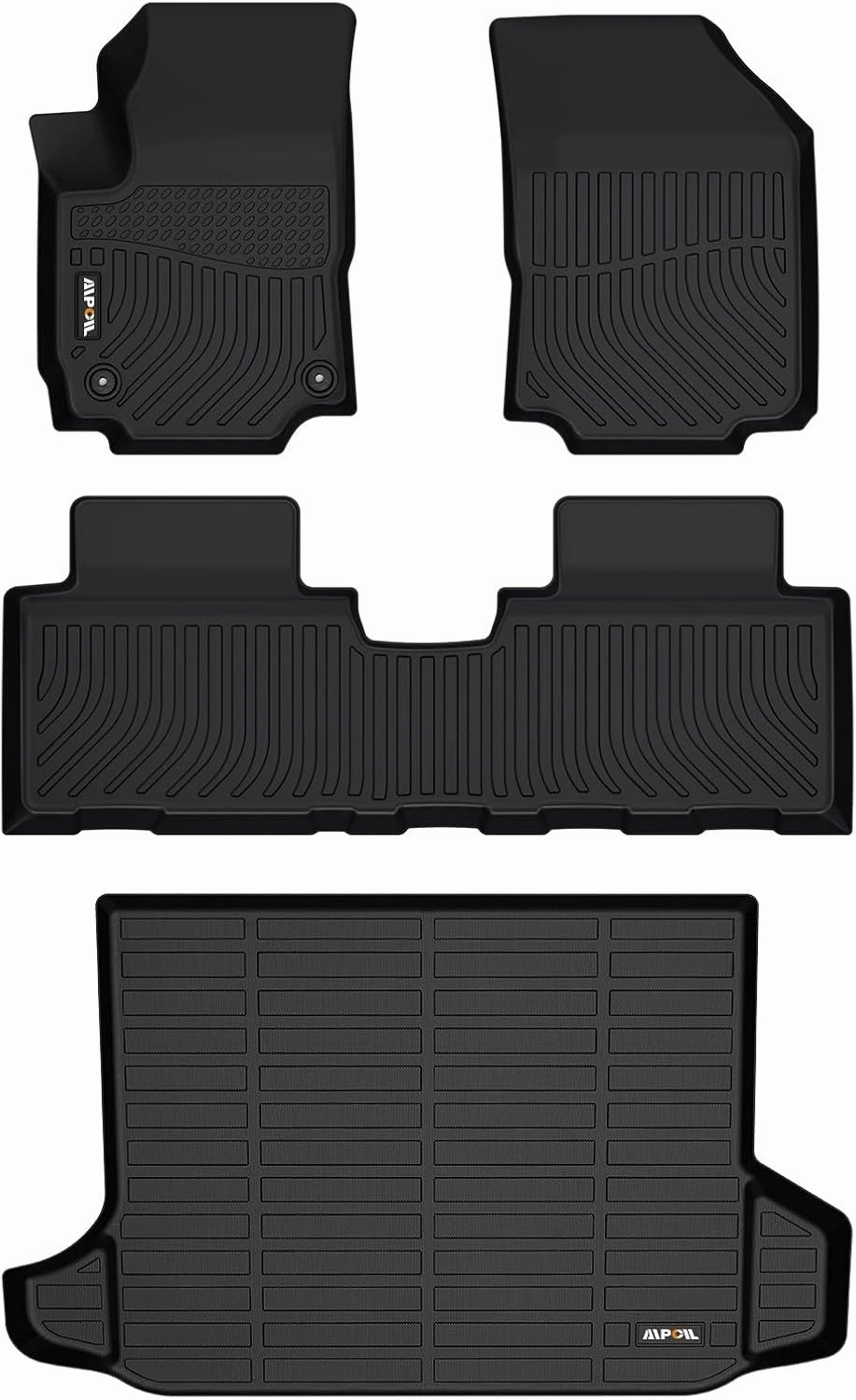 AIPOIL® Floor Mats & Cargo Liner Set for 2018-2024 Chevy Equinox & GMC Terrain All Weather Protection TPE Anti-Slip Automotive Full Set Custom Chevrolet Equinox Car Mats Accessories - Black
