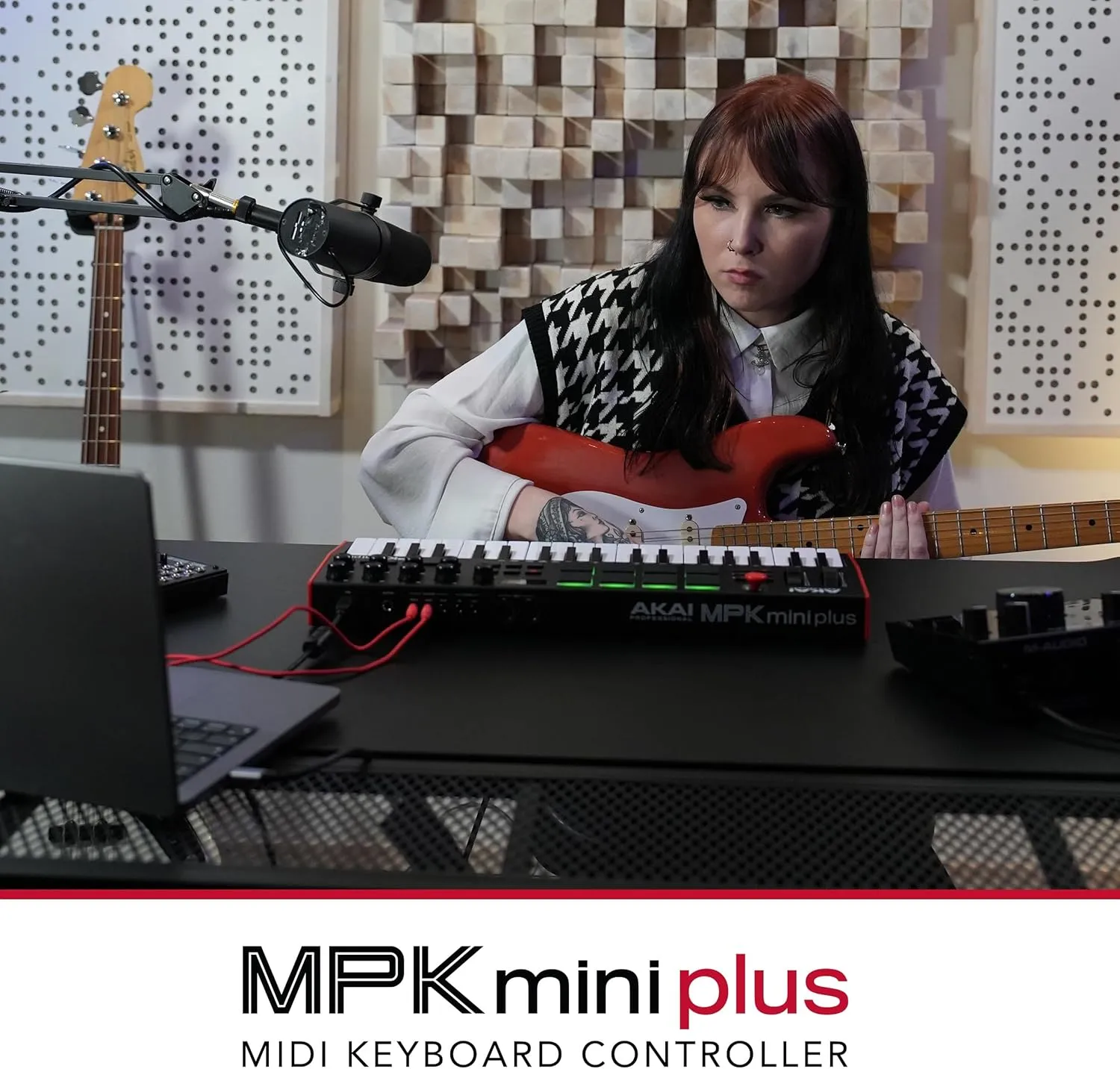 Akai Professional MPK Mini Plus - USB MIDI Keyboard Controller with 37 Mini Keys, 8 MPC Pads, Sequencer, MIDI/CV/Gate I/O, Music Production Software and Native Instruments Sound Package