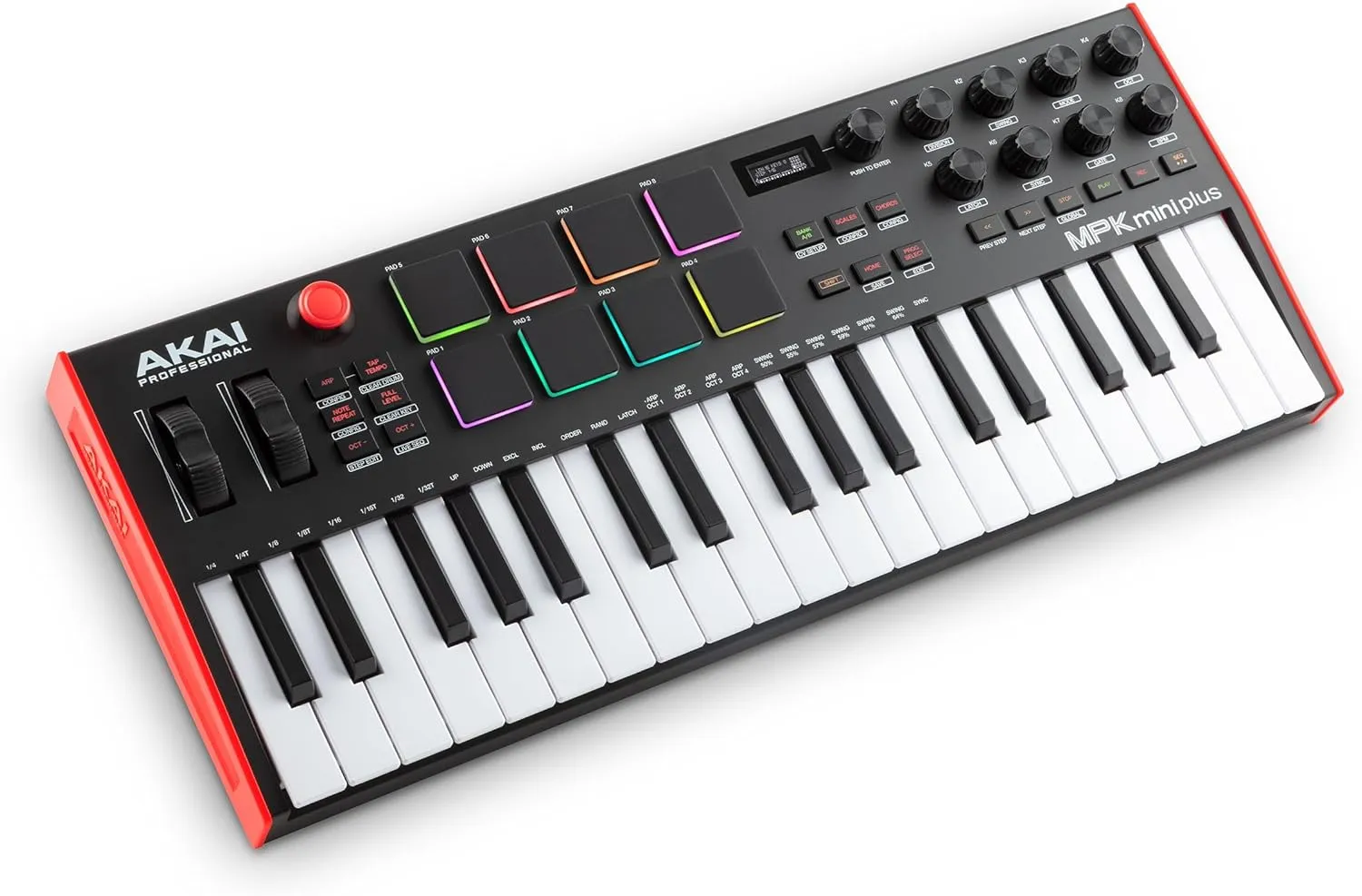 Akai Professional MPK Mini Plus - USB MIDI Keyboard Controller with 37 Mini Keys, 8 MPC Pads, Sequencer, MIDI/CV/Gate I/O, Music Production Software and Native Instruments Sound Package