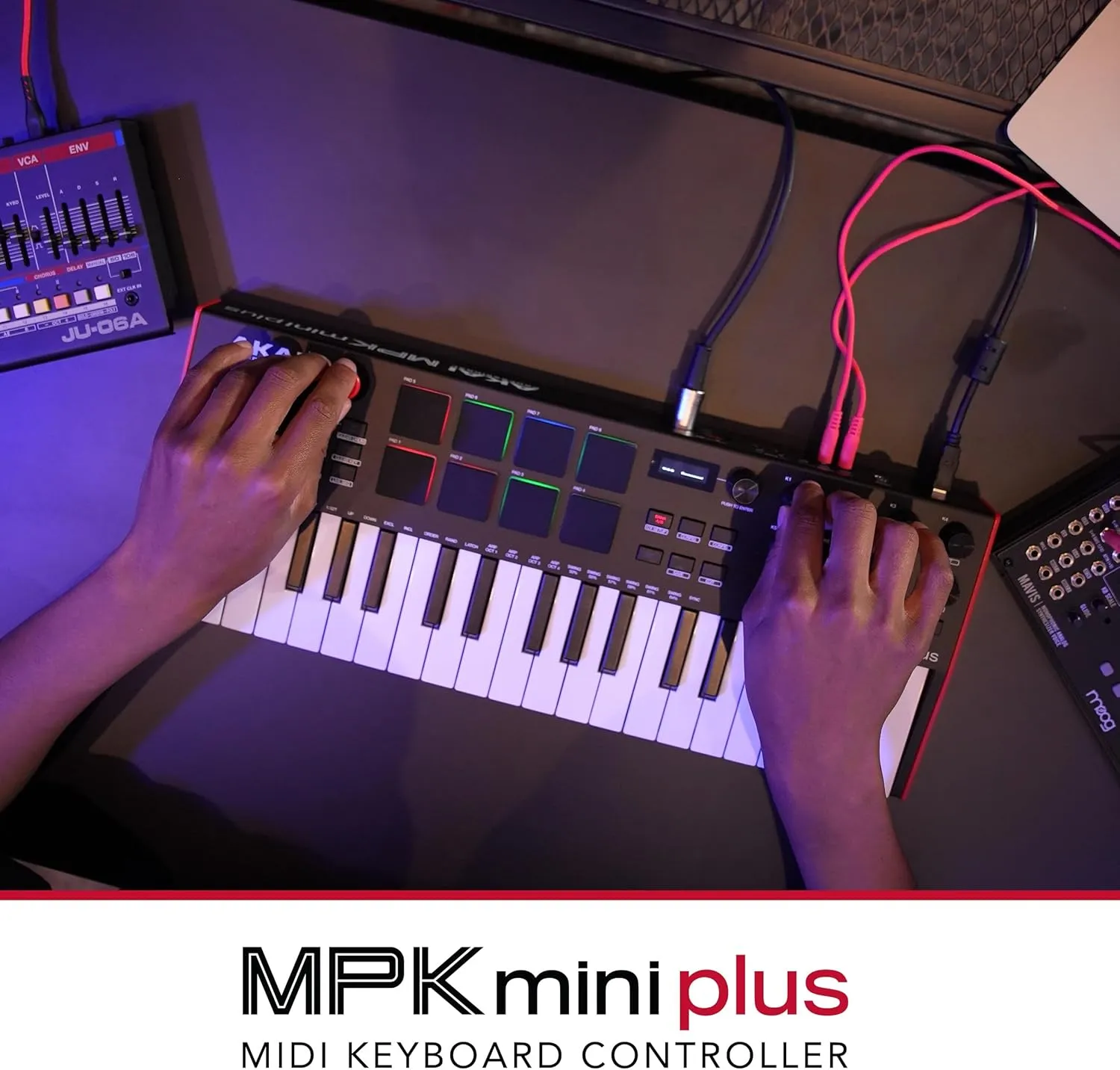 Akai Professional MPK Mini Plus - USB MIDI Keyboard Controller with 37 Mini Keys, 8 MPC Pads, Sequencer, MIDI/CV/Gate I/O, Music Production Software and Native Instruments Sound Package