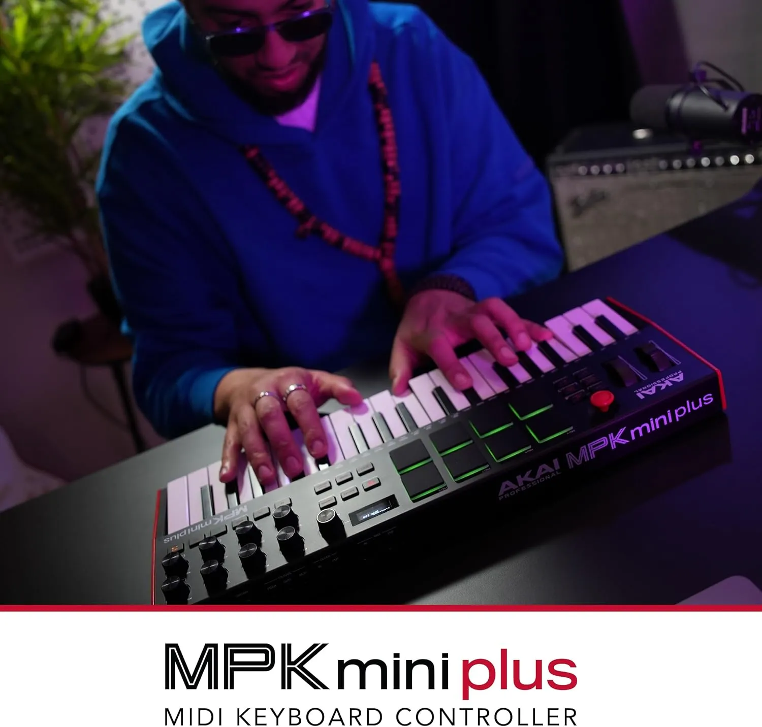 Akai Professional MPK Mini Plus - USB MIDI Keyboard Controller with 37 Mini Keys, 8 MPC Pads, Sequencer, MIDI/CV/Gate I/O, Music Production Software and Native Instruments Sound Package