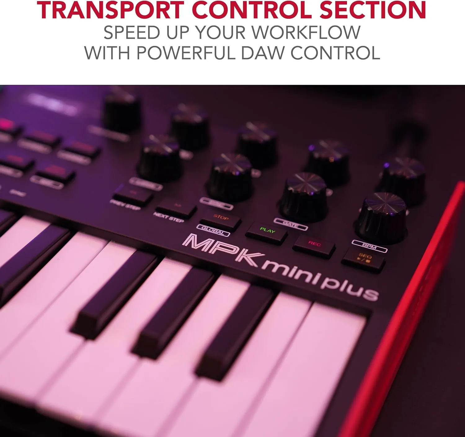 Akai Professional MPK Mini Plus - USB MIDI Keyboard Controller with 37 Mini Keys, 8 MPC Pads, Sequencer, MIDI/CV/Gate I/O, Music Production Software and Native Instruments Sound Package