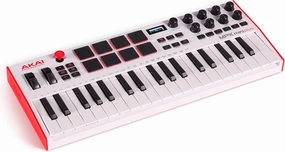 Akai Professional MPK Mini Plus - USB MIDI Keyboard Controller with 37 Mini Keys, 8 MPC Pads, Sequencer, MIDI/CV/Gate I/O and Native Instruments Sound Package, White Limited Edition