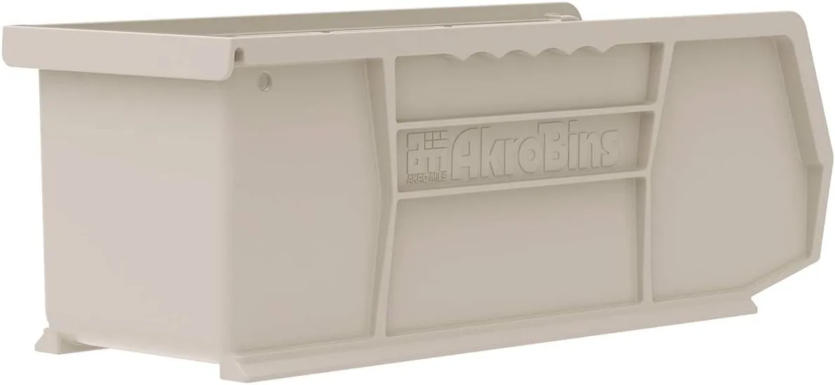 Akro-Mils 30224 AkroBins Plastic Hanging Stackable Storage Organizer Bin, 11-Inch x 4-Inch x 4-Inch, Stone, 12-Pack