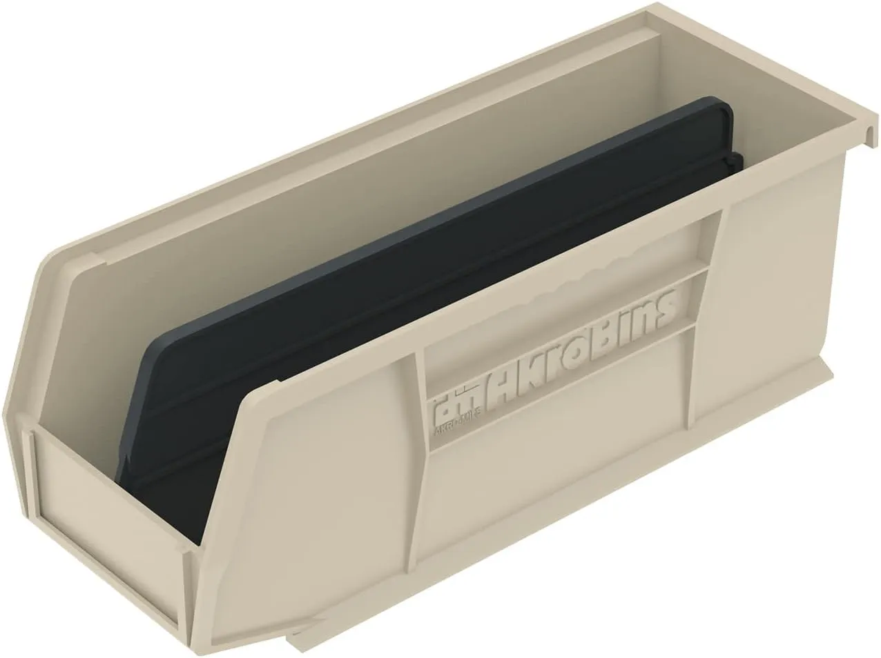 Akro-Mils 30224 AkroBins Plastic Hanging Stackable Storage Organizer Bin, 11-Inch x 4-Inch x 4-Inch, Stone, 12-Pack