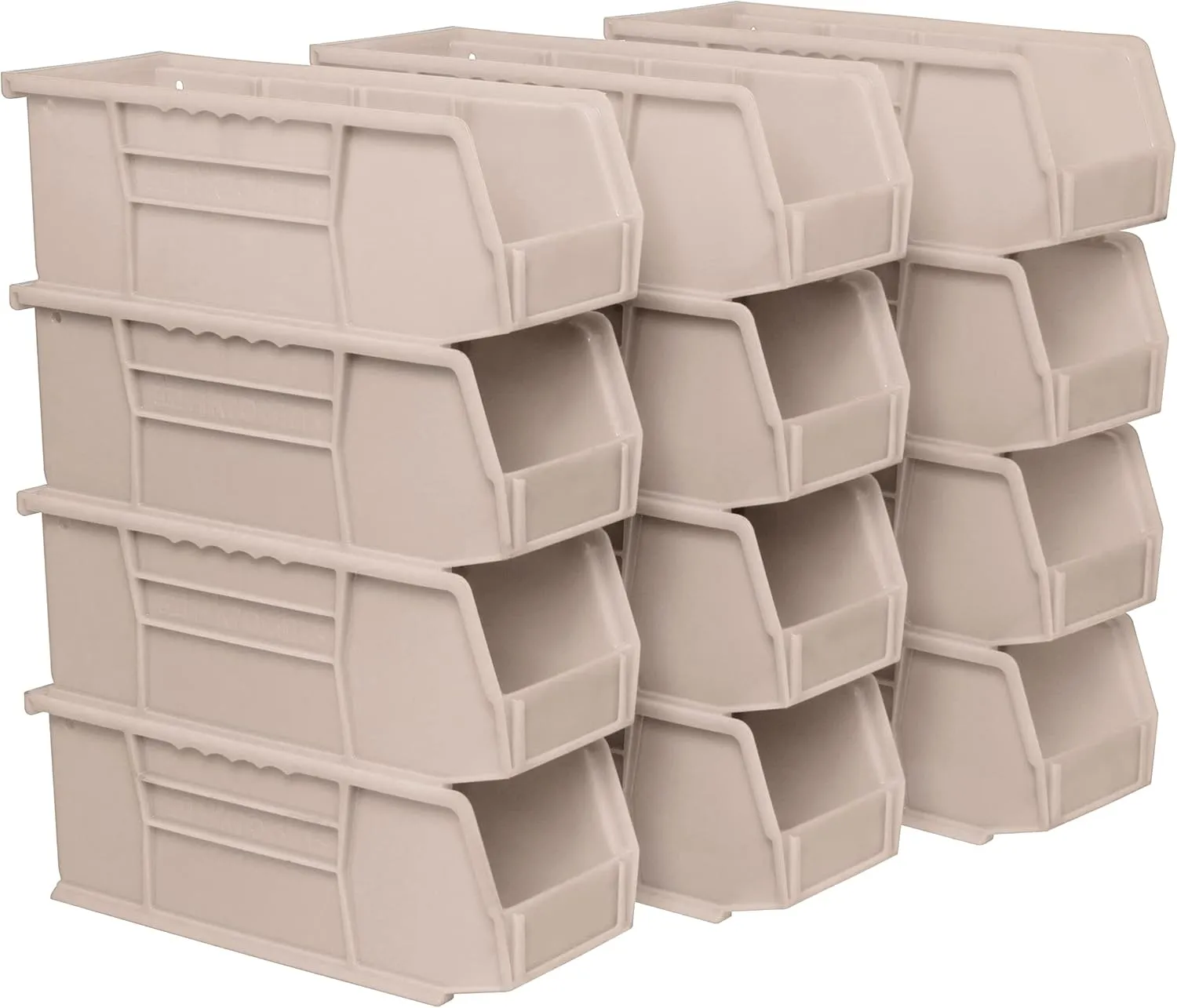 Akro-Mils 30224 AkroBins Plastic Hanging Stackable Storage Organizer Bin, 11-Inch x 4-Inch x 4-Inch, Stone, 12-Pack