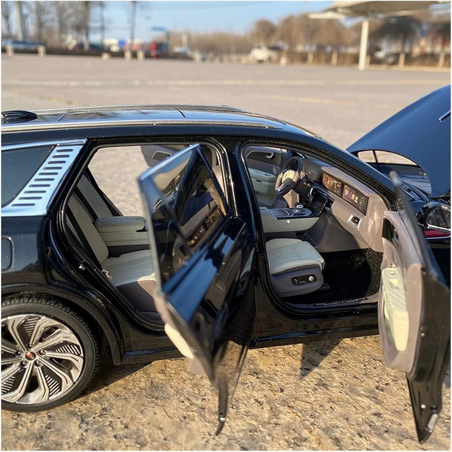 Alloy Resin Car Vehicle Model 1 18 Fit for Hongqi E-HS9 Off-Road Vehicle Simulation car Model Alloy Collection Ornaments Gift White Green Festive Deluxe Gift (Color : Black)