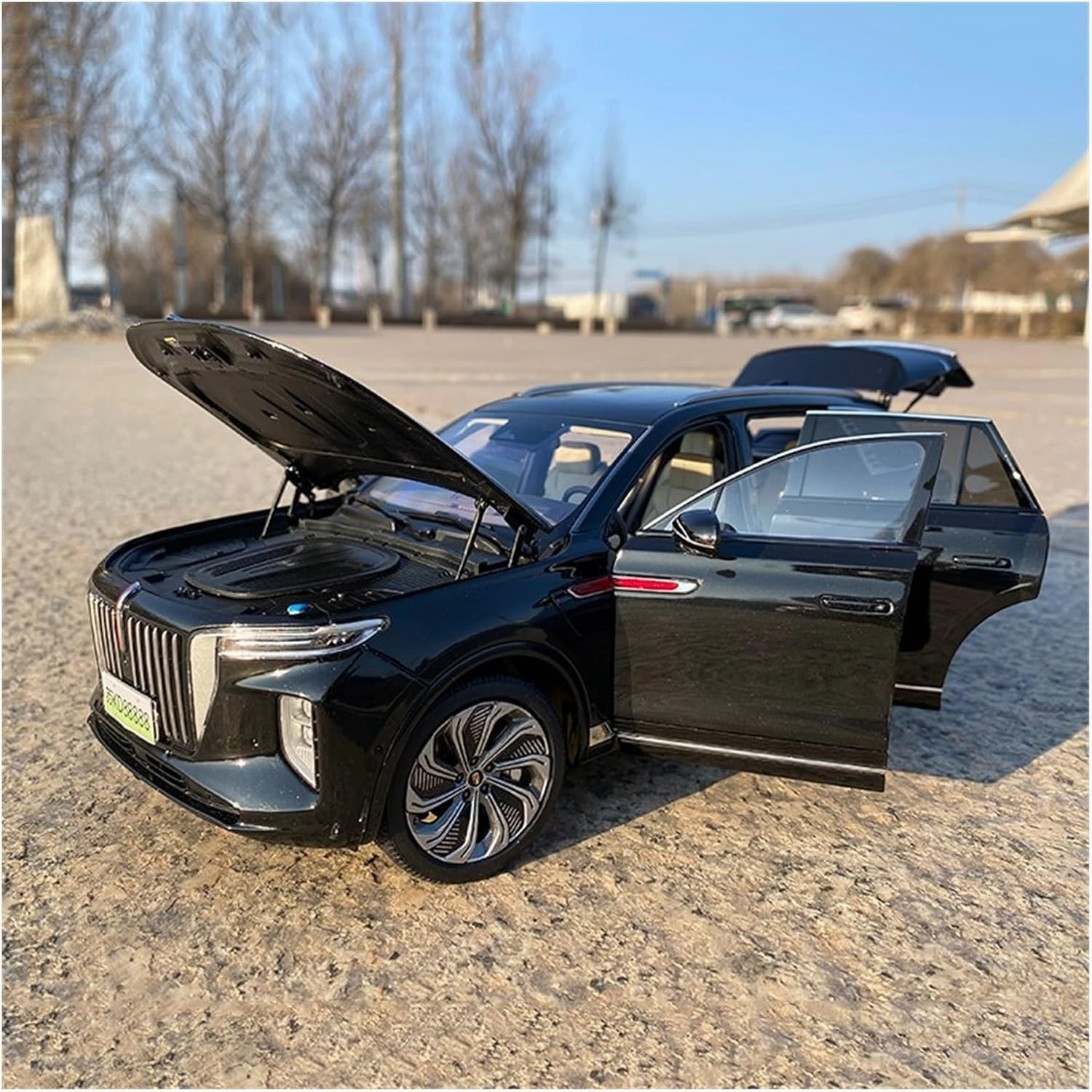 Alloy Resin Car Vehicle Model 1 18 Fit for Hongqi E-HS9 Off-Road Vehicle Simulation car Model Alloy Collection Ornaments Gift White Green Festive Deluxe Gift (Color : Black)