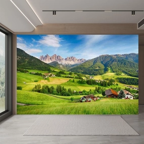 Alpine Grassland Self-Adhesive Wall Wallpaper, Natural Scenery High Resolution Pictures Art Decor Paintings 3D Wall Mural,for Sofa Background Wall Living Room,48"W x36"H