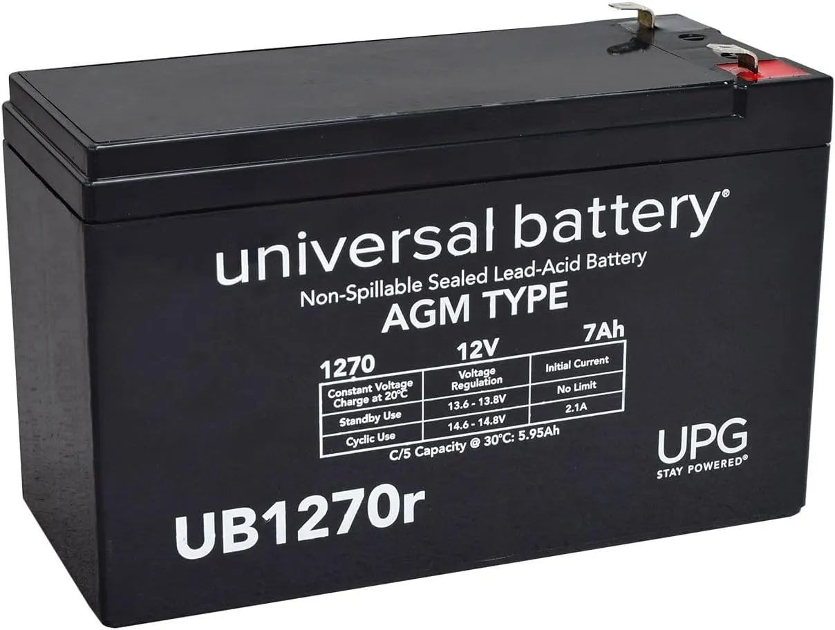 AlveyTech 12 Volt Sealed Lead Acid (SLA) Rechargeable Tab Terminal Battery for Electric Scooters, Ride-On Toys, Power Back-Up, & Alarm Systems (7 Ah)