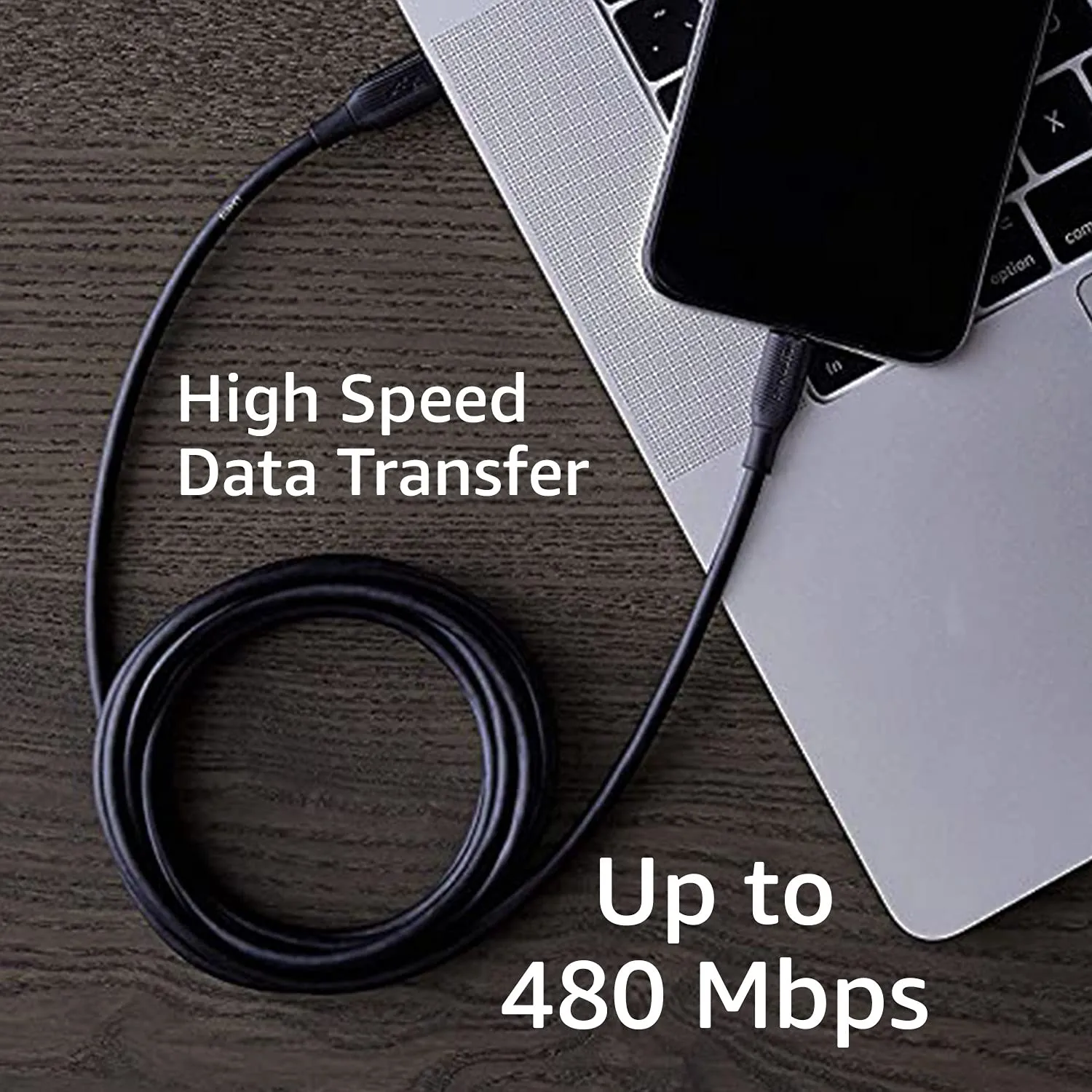 Amazon Basics Fast Charging USB-2.0 USB-C to Lightning Cable (MFi Certified), Durable, 6 Feet, Black