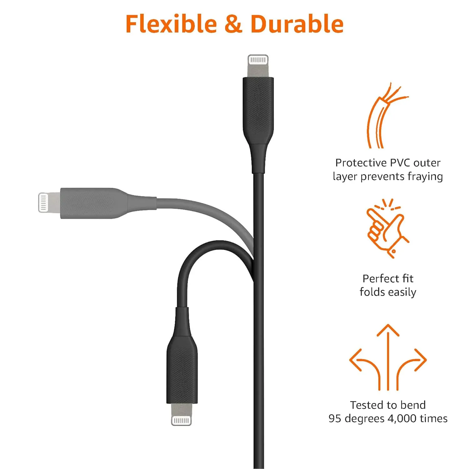 Amazon Basics Fast Charging USB-2.0 USB-C to Lightning Cable (MFi Certified), Durable, 6 Feet, Black