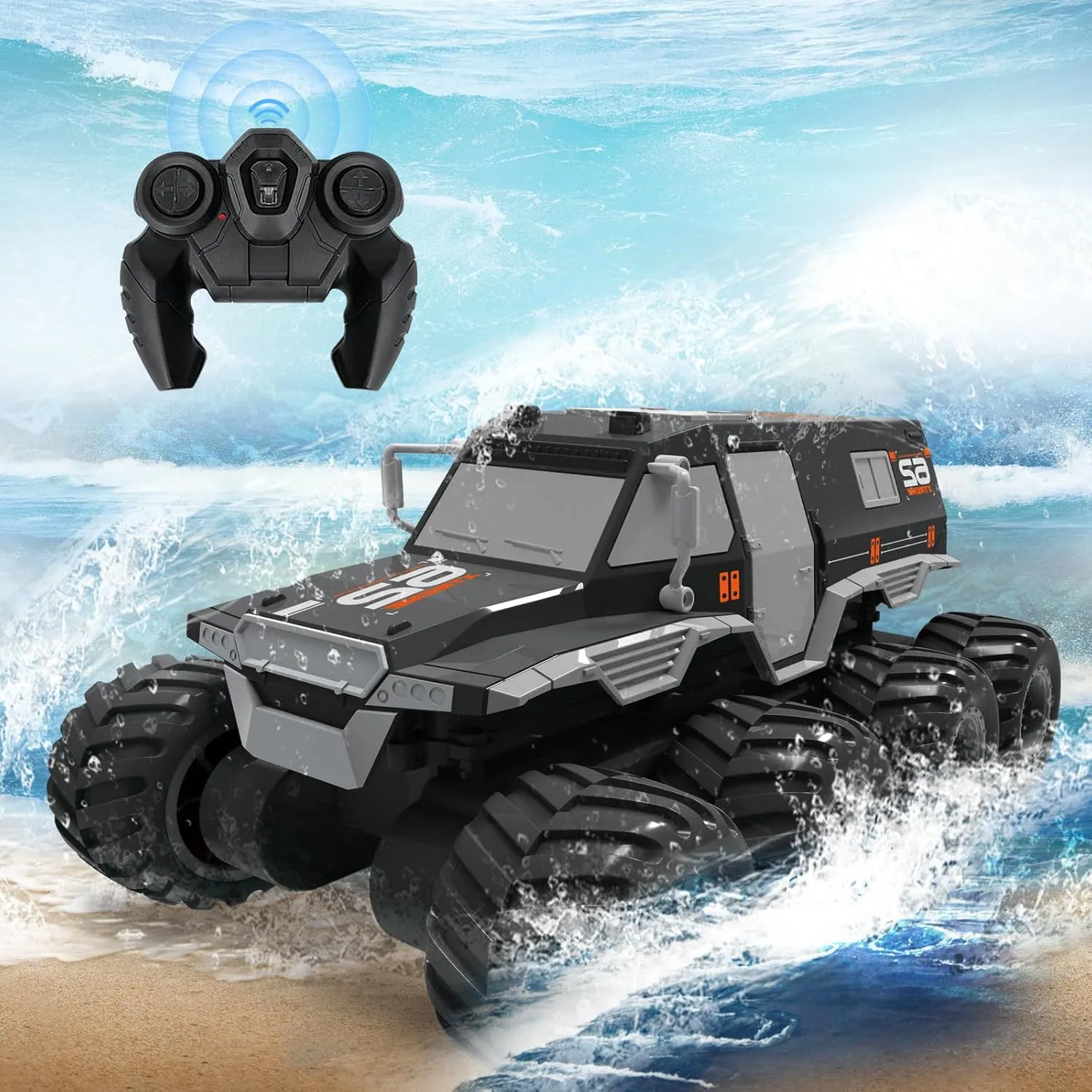 Amphibious Remote Control Car 1: 12 8WD, RC Monster Truck Toys, 2.4G RC Rock Crawler Off Road RC Car Toys for 7 8 9 10 11 12 Year Old Boys/Girls 4 , Gift Birthday Christmas