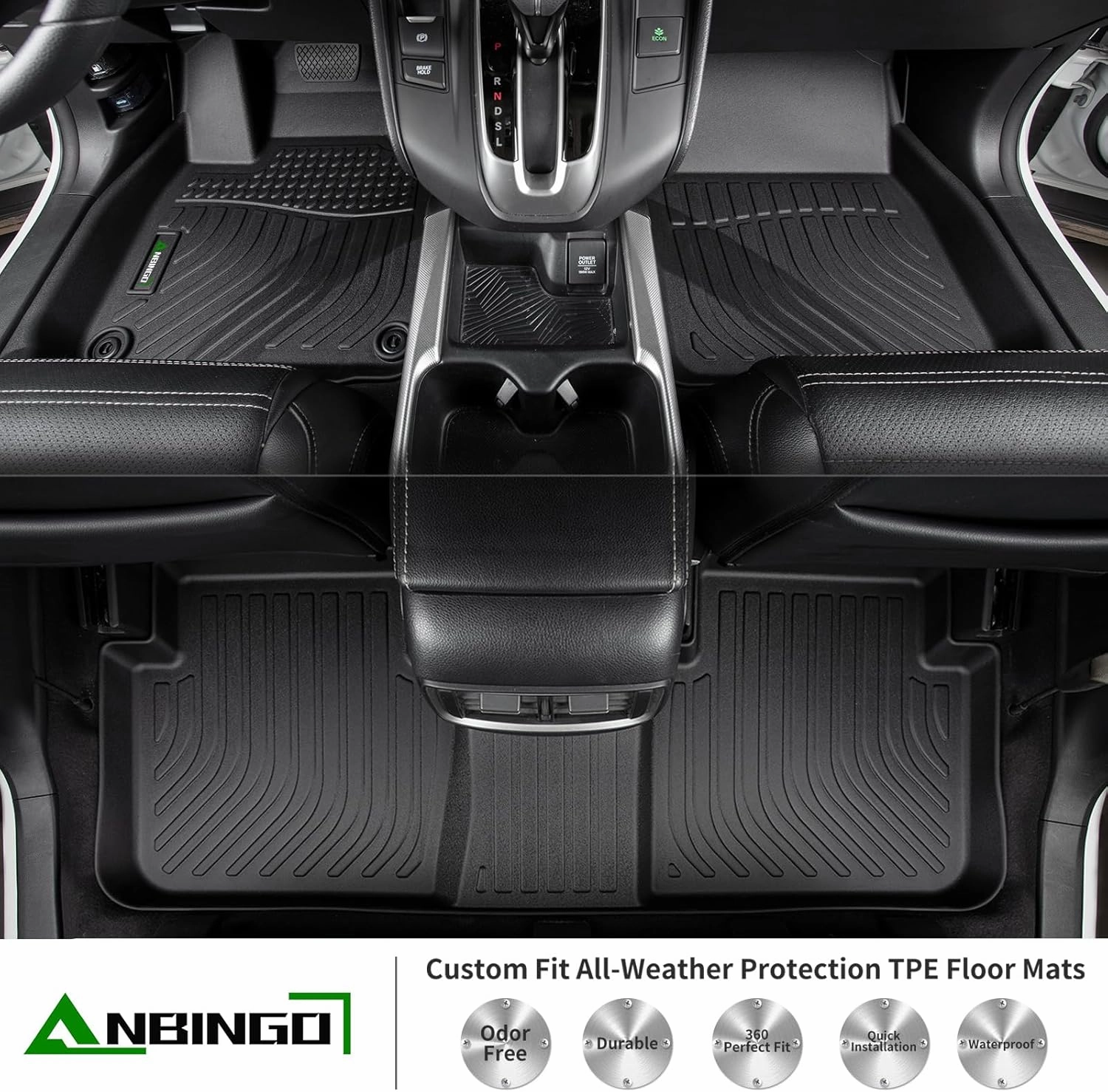 ANBINGO®Floor Mats & Liner Fit for Audi Q5 SQ5 2018-2024 TPE Rubber Liners Accessoires for Audi Q5 SQ5 2018-2024 All Season Guard Odorless Anti-Slip Mats for 1st & 2nd Row
