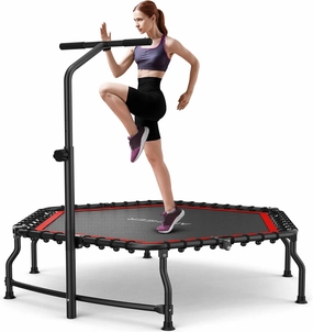 ANCHEER 50" Rebounder Trampoline for Adults- 2025 Foldable Mini Trampoline with Bar- Exercise Trampoline for Adults, Max Load 450lbs/550lbs, for Indoor/Garden Workout
